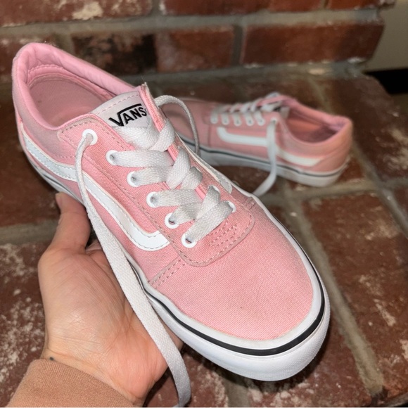 Vans Kids Pink Low-Top Canvas Sneakers with White Stripe - Picture 5 of 6